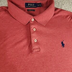 Polo Ralph Lauren Polo Shirt Mens XL Red Custom Slim Fit Cotton Short Sleeve